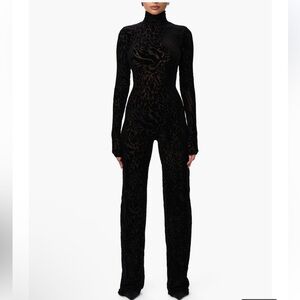 Naked Wardrobe $110 (current) Burnout Long Sleeve Jumpsuit in black